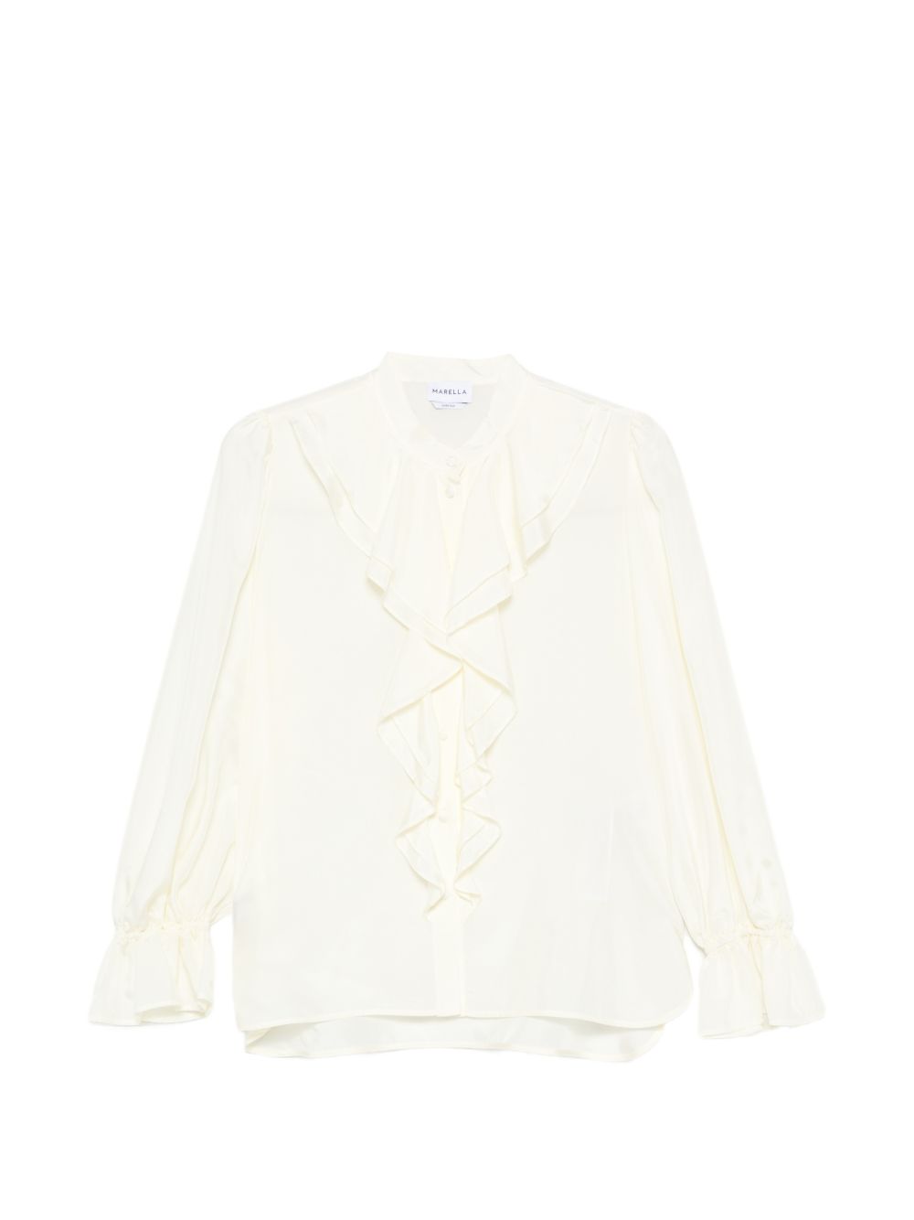 MARELLA Camicia Caldaia bianca in seta con rouches 