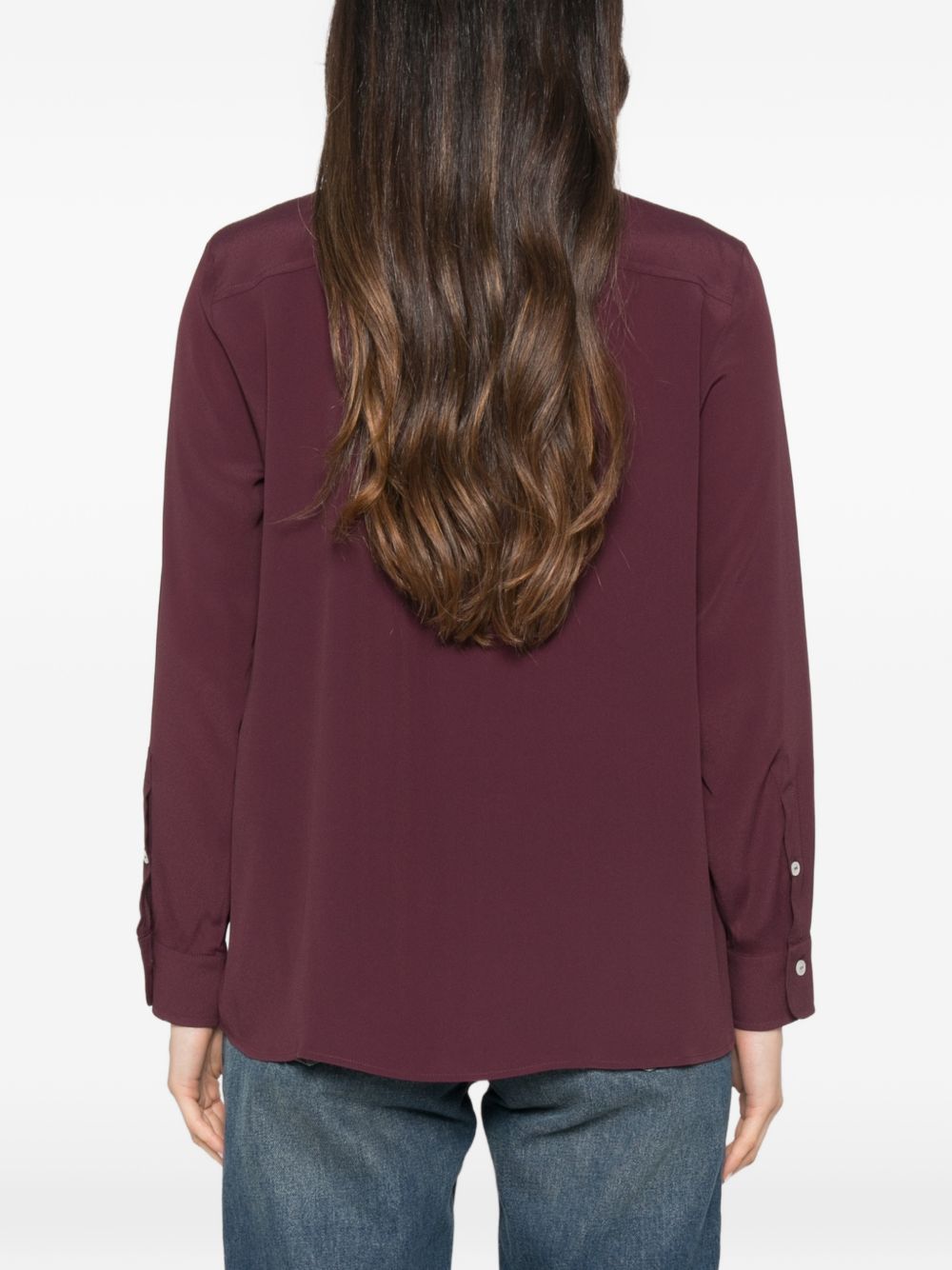 MARELLA Camicia Festoso bordeaux con taschine sul petto 