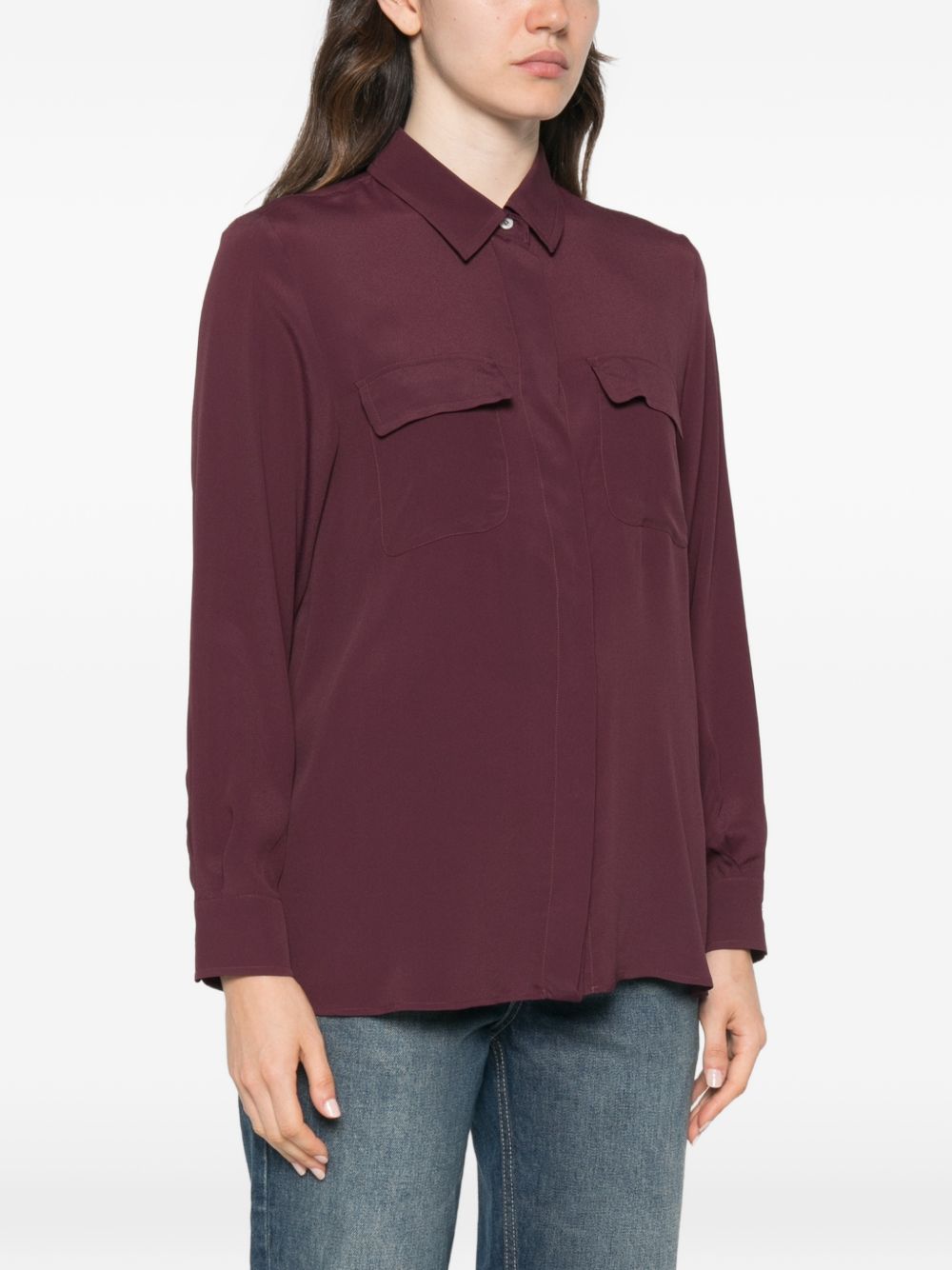 MARELLA Camicia Festoso bordeaux con taschine sul petto 
