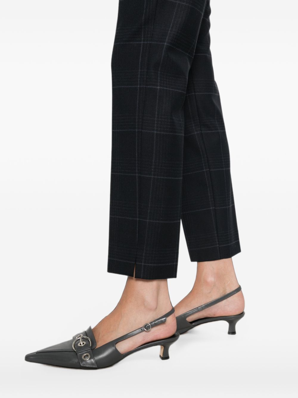 MARELLA Pantaloni slim a quadri blu navy in misto lana 
