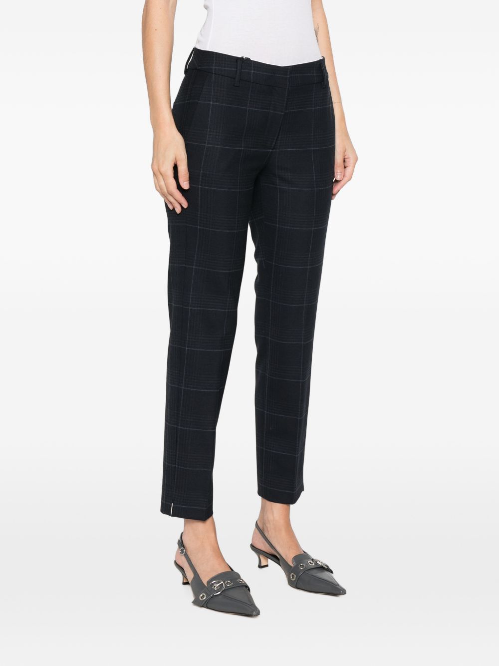MARELLA Pantaloni slim a quadri blu navy in misto lana 