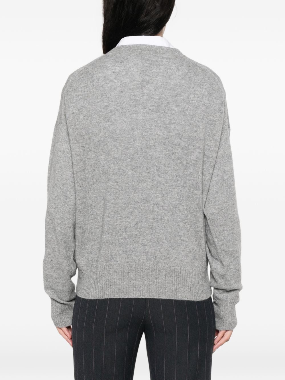 MARELLA Maglia grigia in puro cashmere con scollo a V 