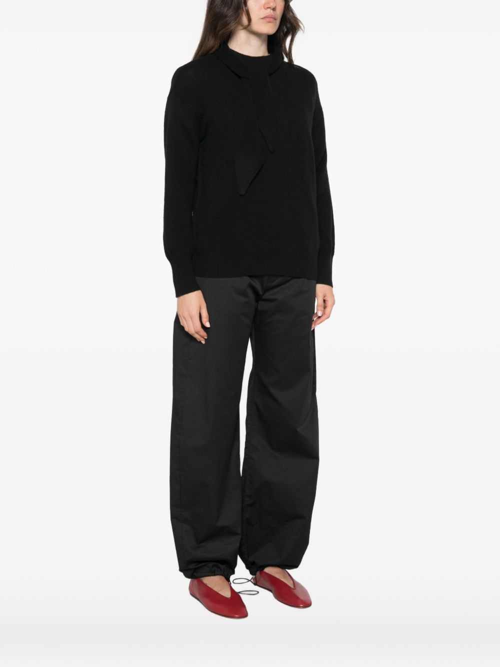 MARELLA SPORT Maglia nera con foulard al collo integrato 