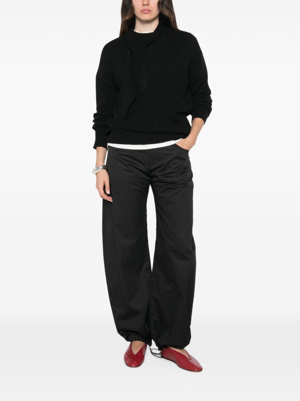MARELLA SPORT Maglia nera con foulard al collo integrato 