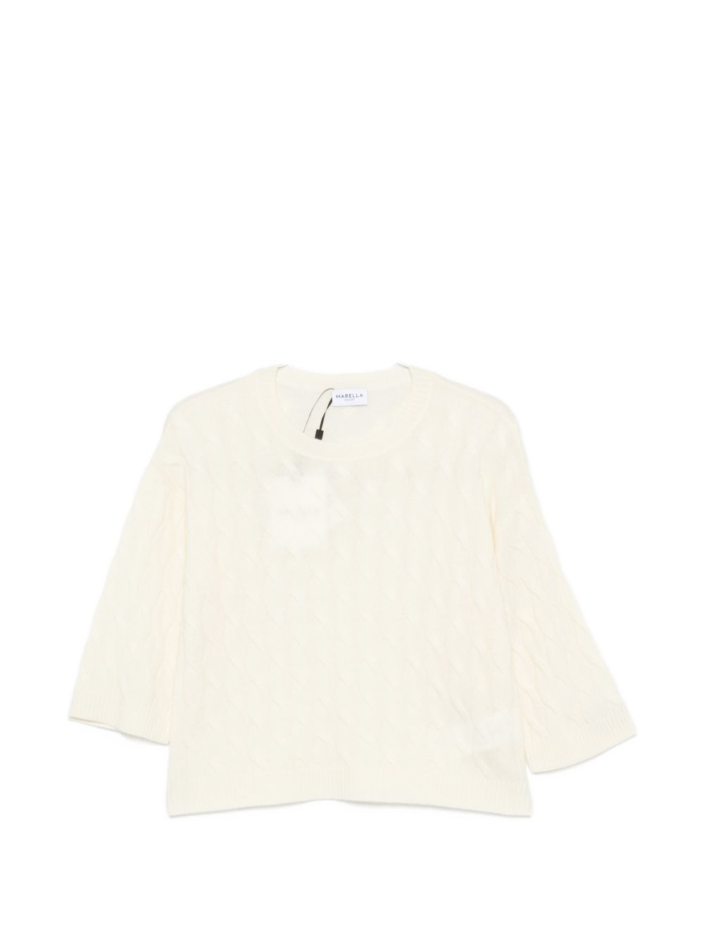 MARELLA SPORT Maglia panna con trama intrecciata in lana misto cashmere 