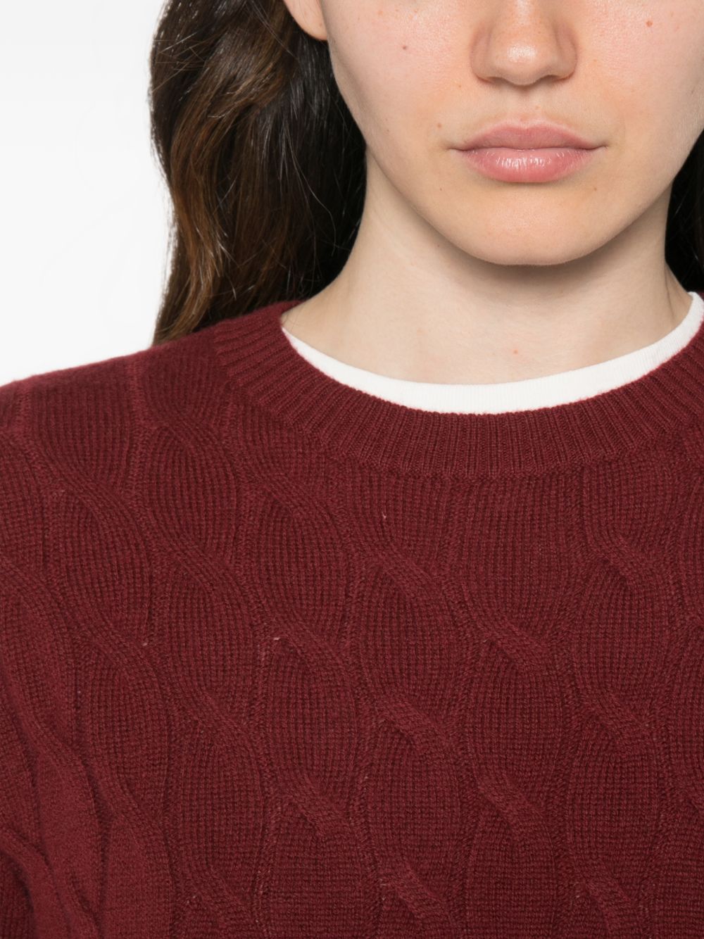 MARELLA SPORT Maglia rosso Radura mattone con trama intrecciata in lana misto cashmere 