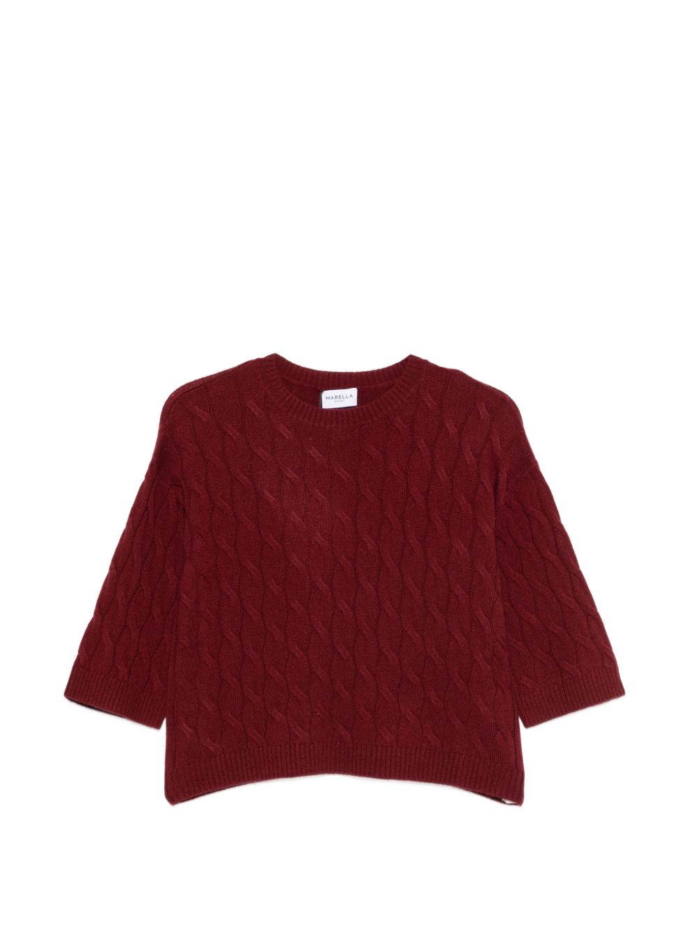 MARELLA SPORT Maglia rosso Radura mattone con trama intrecciata in lana misto cashmere 