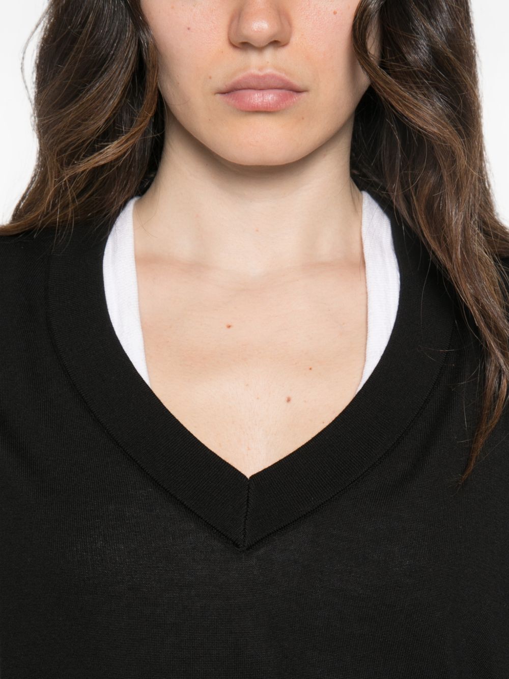 MARELLA SPORT Maglia Facella con scollo a V nera in lana misto cashmere 