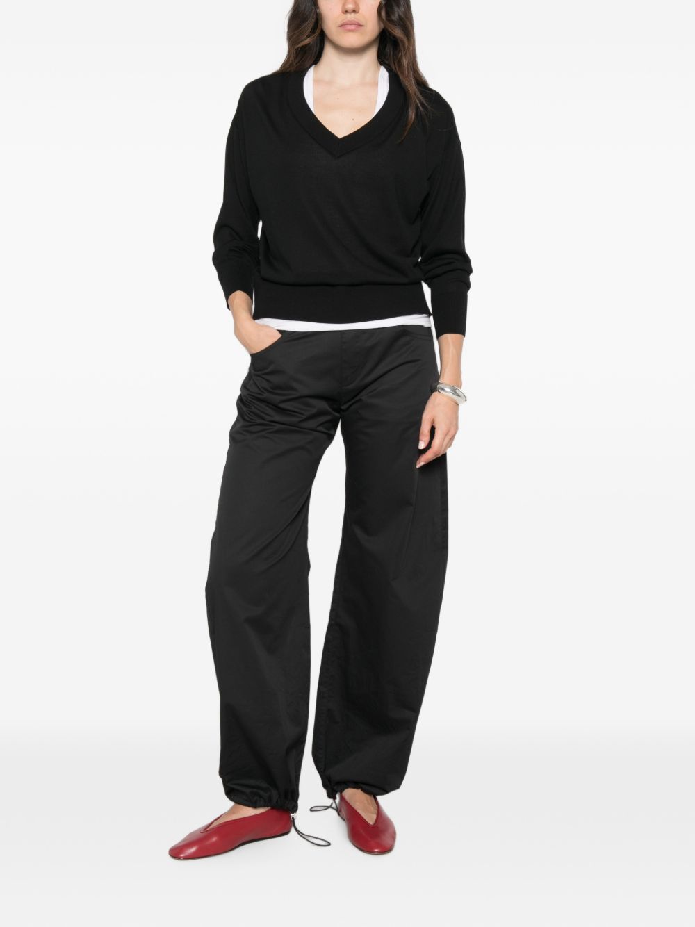 MARELLA SPORT Maglia Facella con scollo a V nera in lana misto cashmere 