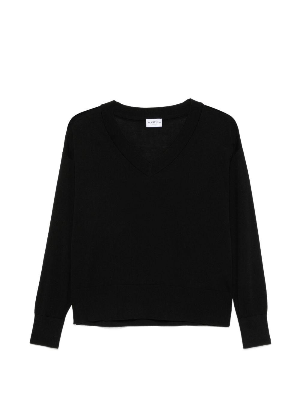 MARELLA SPORT Maglia Facella con scollo a V nera in lana misto cashmere 