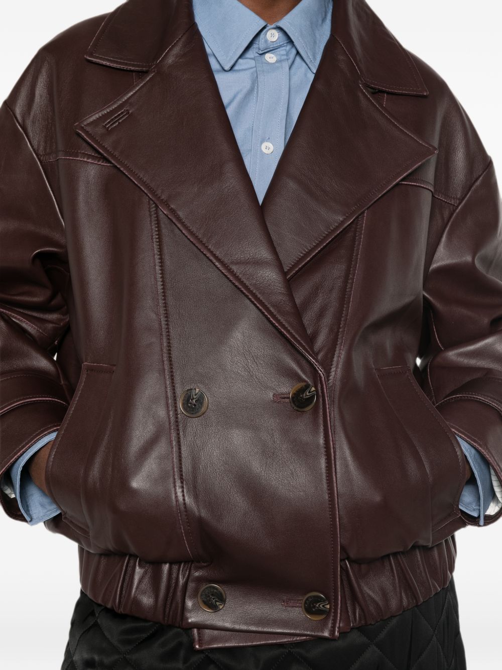 MARELLA SPORT Giacca giubbotto Pallore bordeaux in pelle con tasche 