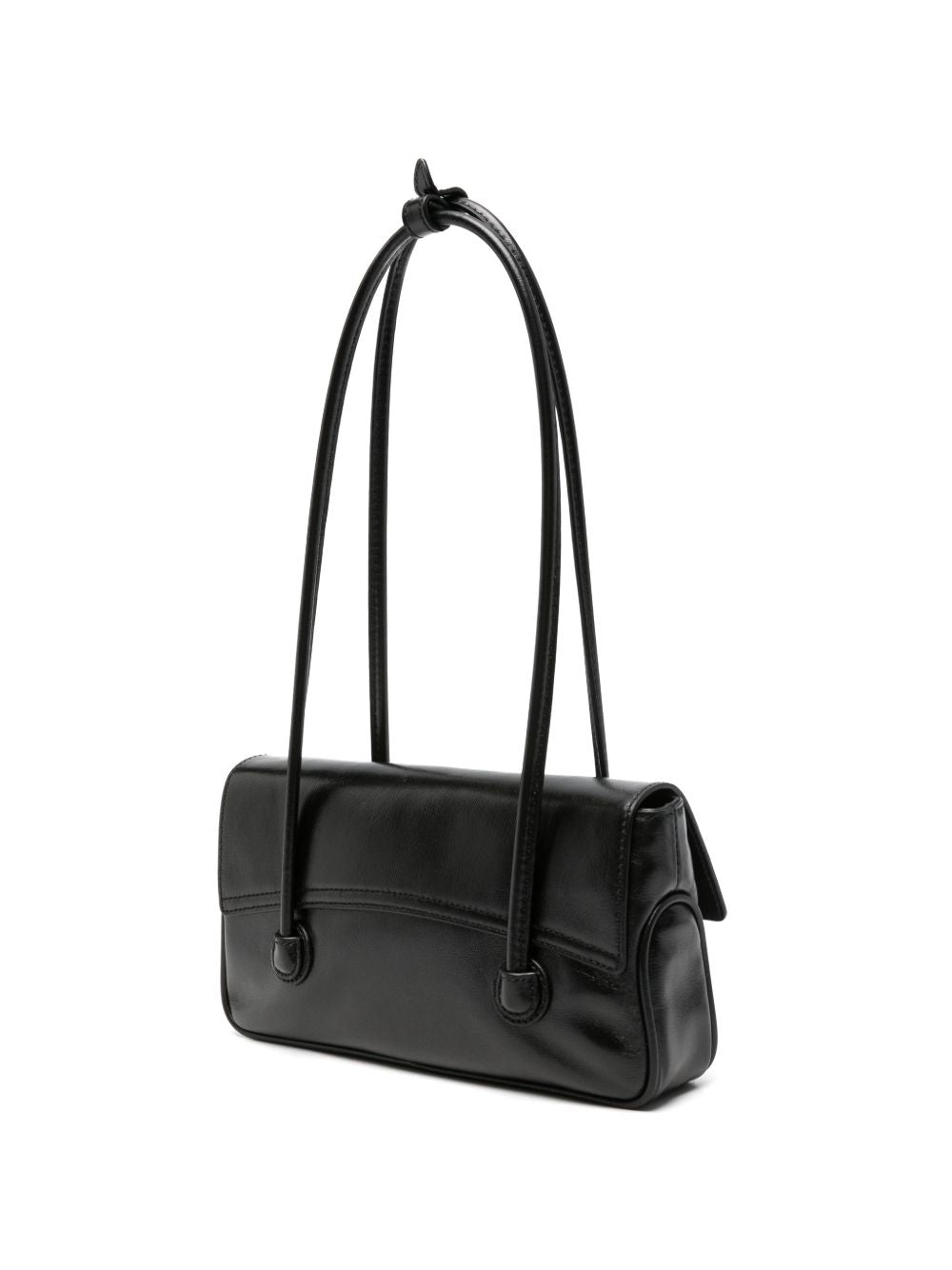 MARGESHERWOOD Flap Small Borsa a Spalla in Pelle Nera Lucida 
