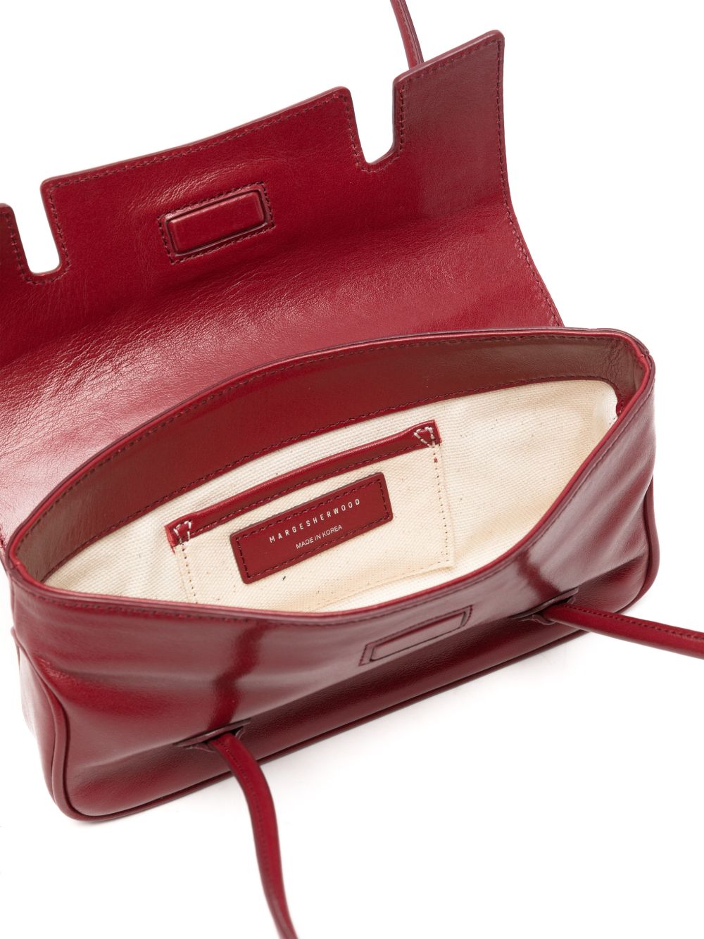 MARGESHERWOOD Flap Small Borsa a Spalla in Pelle rossa Lucida 