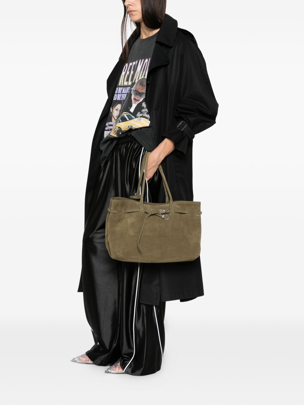 MARGESHERWOOD Borsa shopping Grandma Used verde oliva in suede 