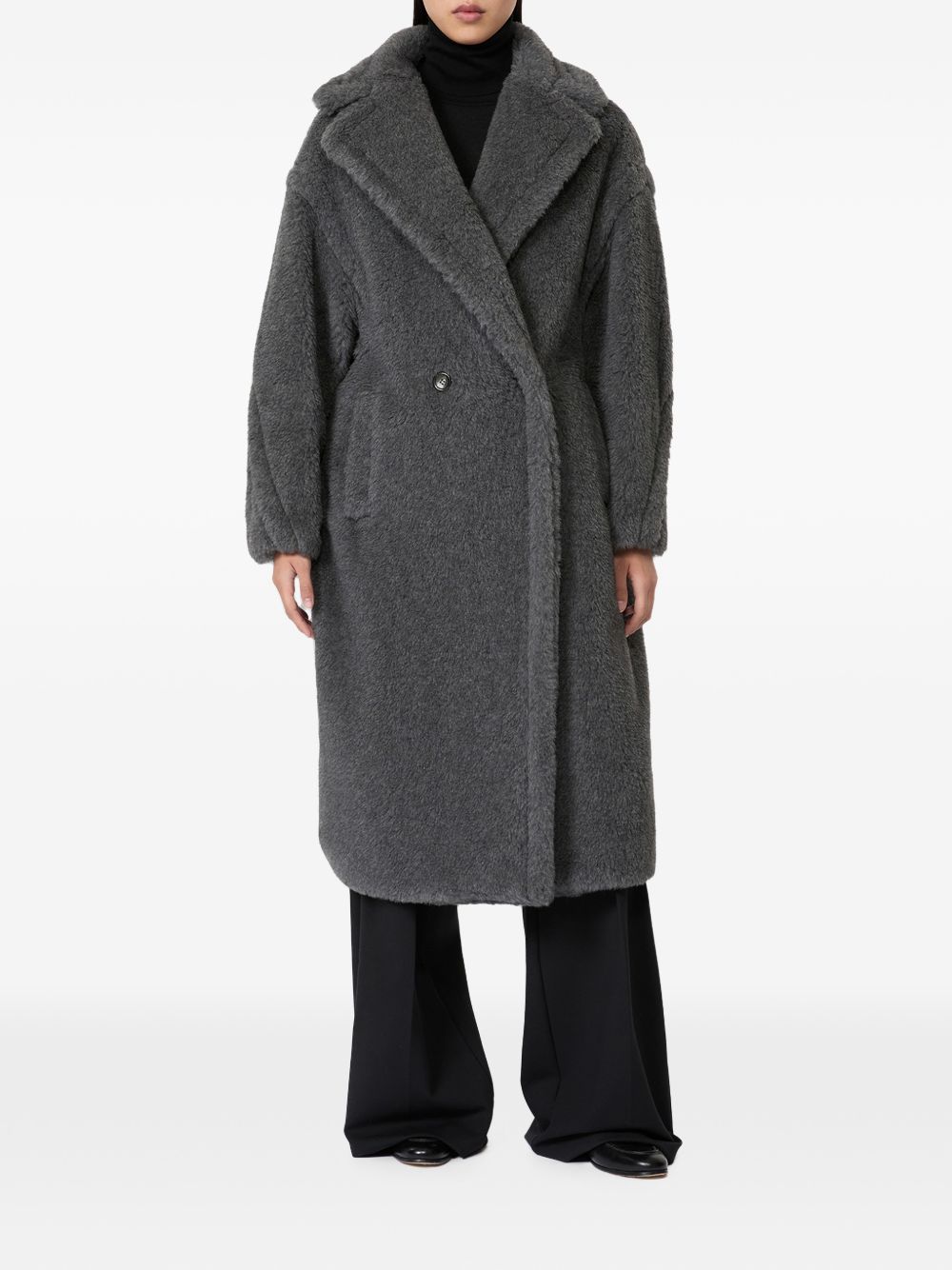 MAX MARA Cappotto lungo Teddy Bear in lana e alpaca grigio scuro 