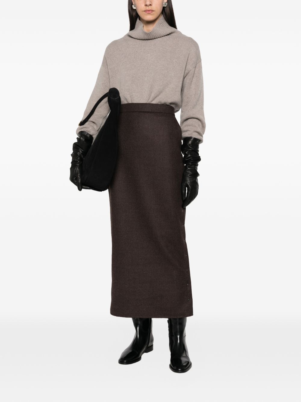 MAX MARA Gonna lunga dalla linea dritta con spacco con bottoni a pressione sul lato sinistro 