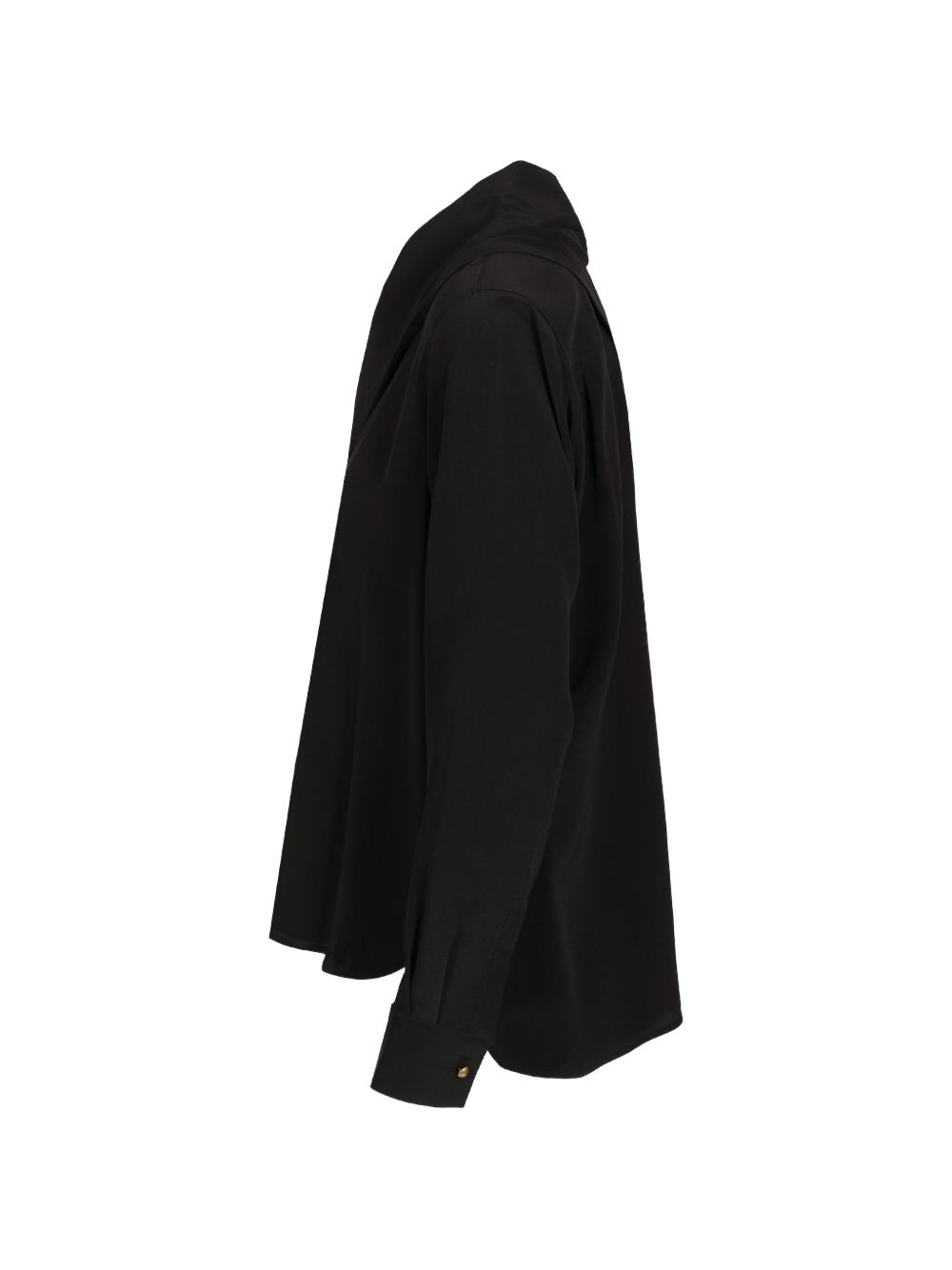 MAX MARA Blusa nera in seta con scollo a V e foulard 