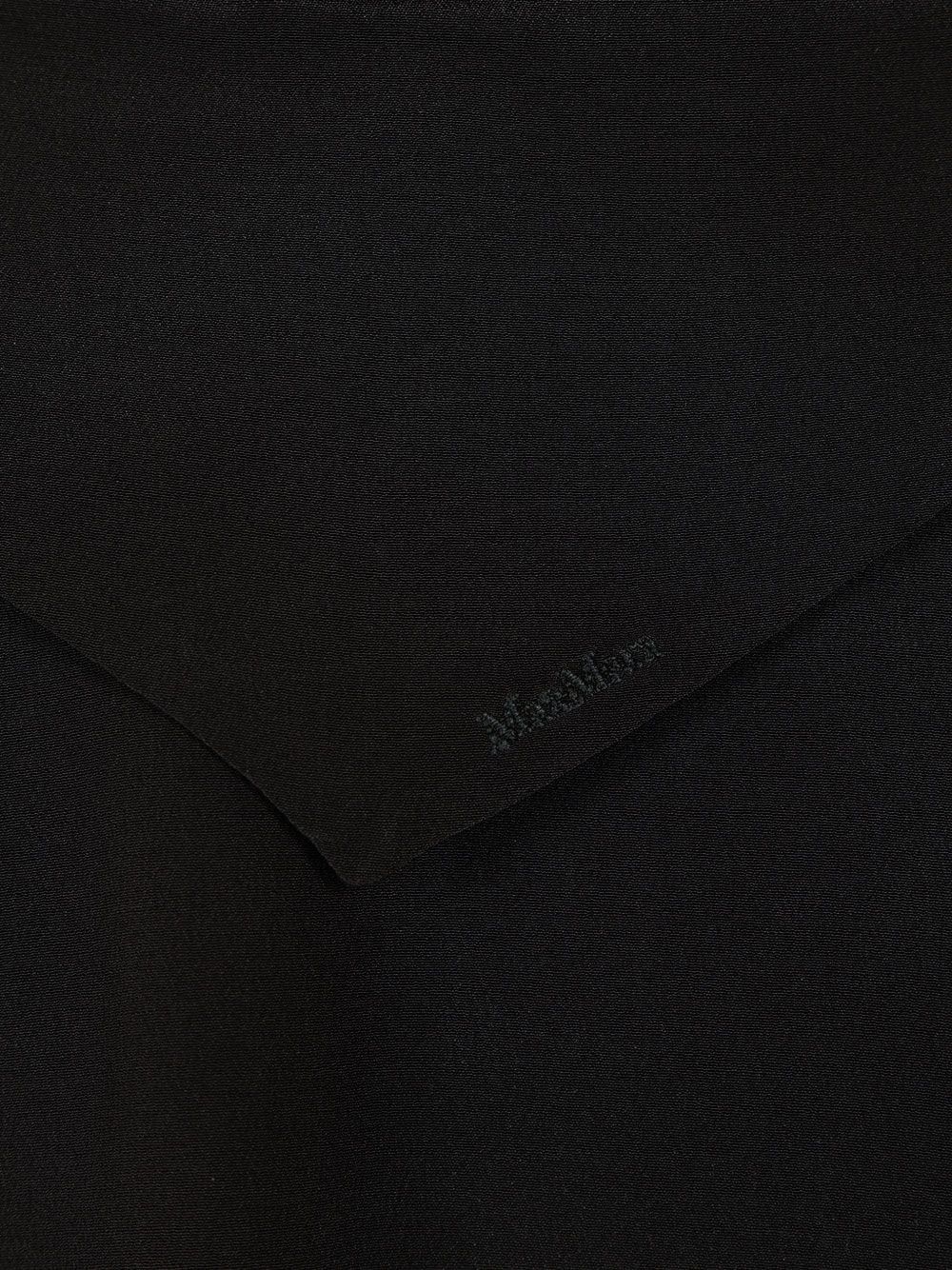 MAX MARA Blusa nera in seta con scollo a V e foulard 