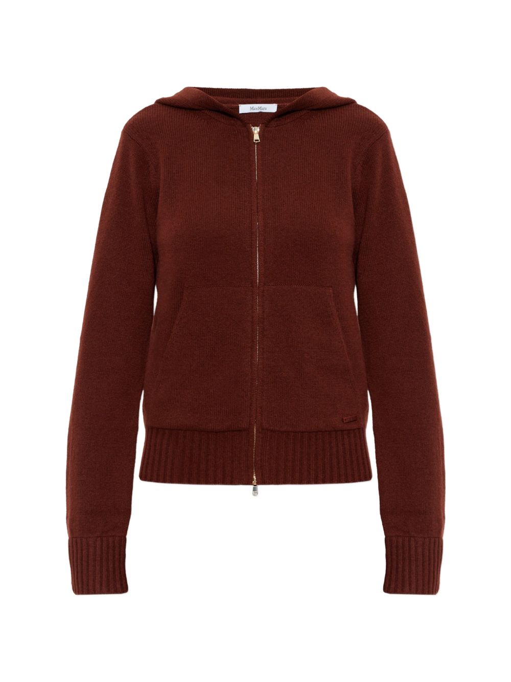 MAX MARA Cardigan modello felpa in cashmere bordeaux 