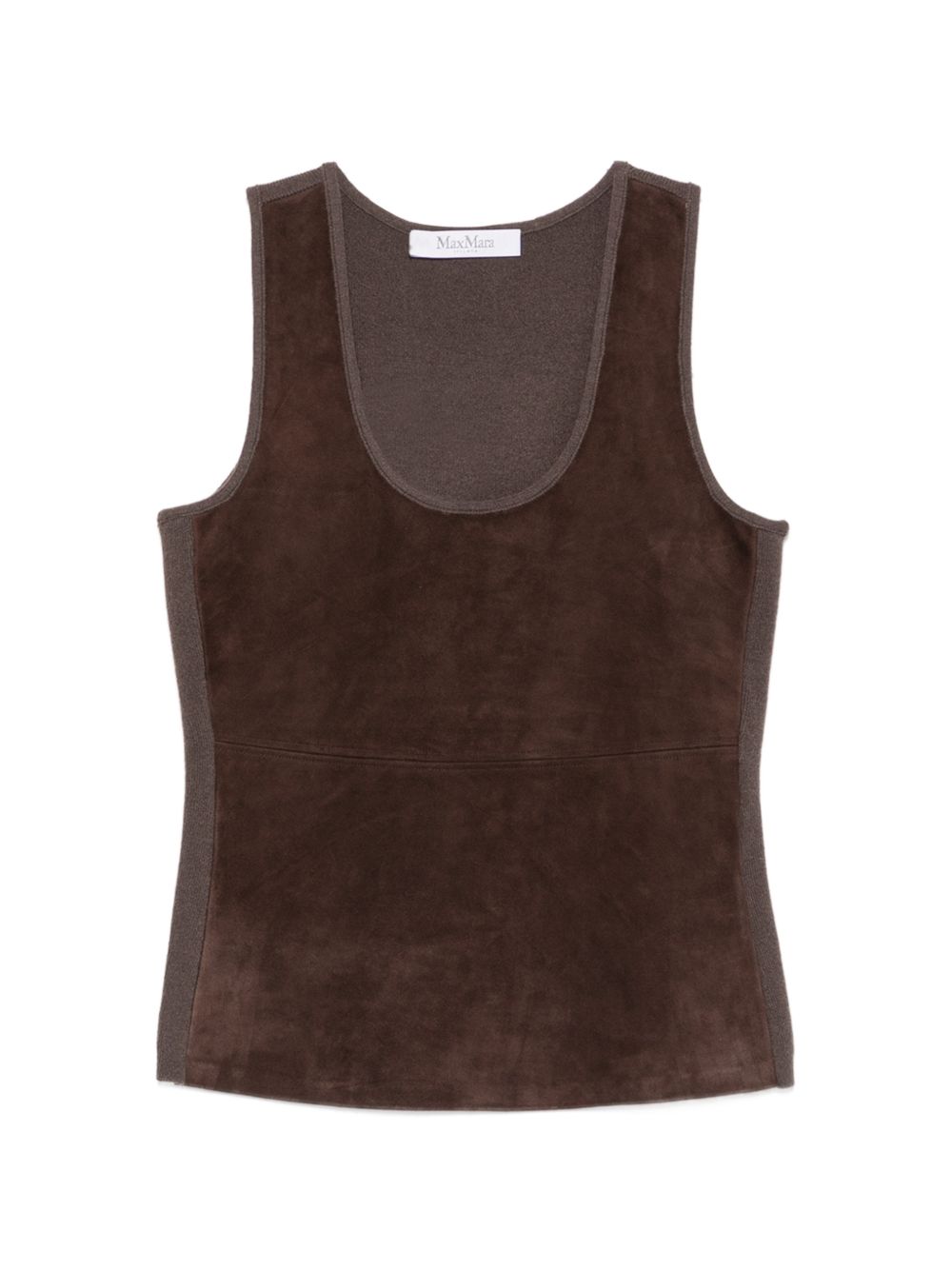 MAX MARA Top con scollo rotondo e parte frontale in suede 