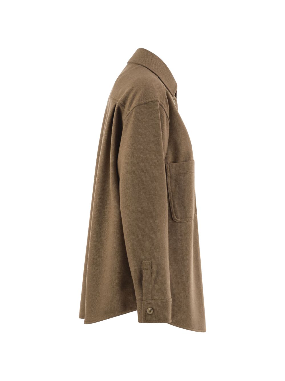 MAX MARA Camicia in lana marrone con tasche sul petto 