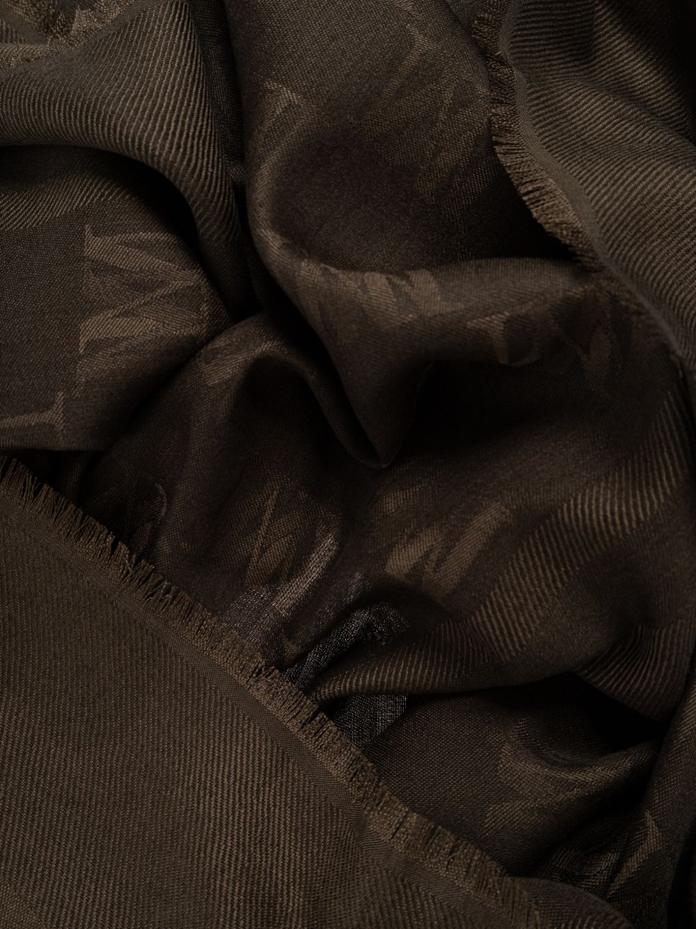 MAX MARA Sciarpa marrone in lana e seta con logo all-over 