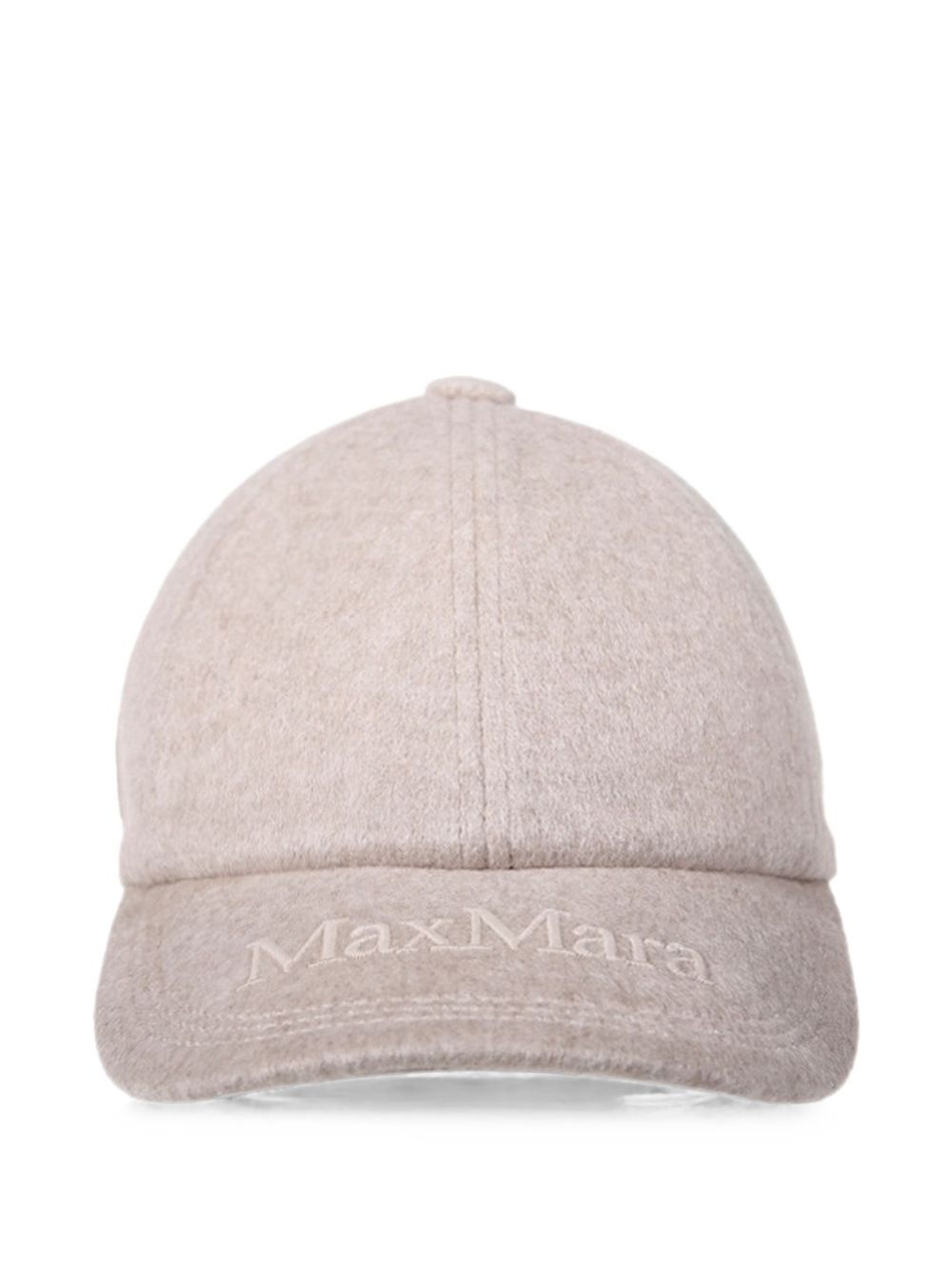 MAX MARA Cappello grigio in lana e cashmere con logo applicato 
