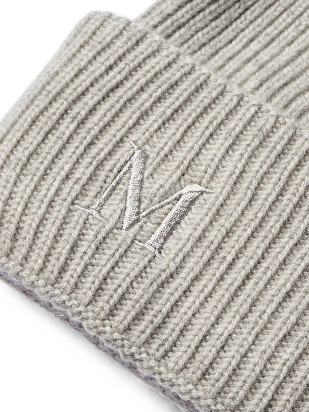 MAX MARA Berretto in cashmere grigio con logo ricamanto 