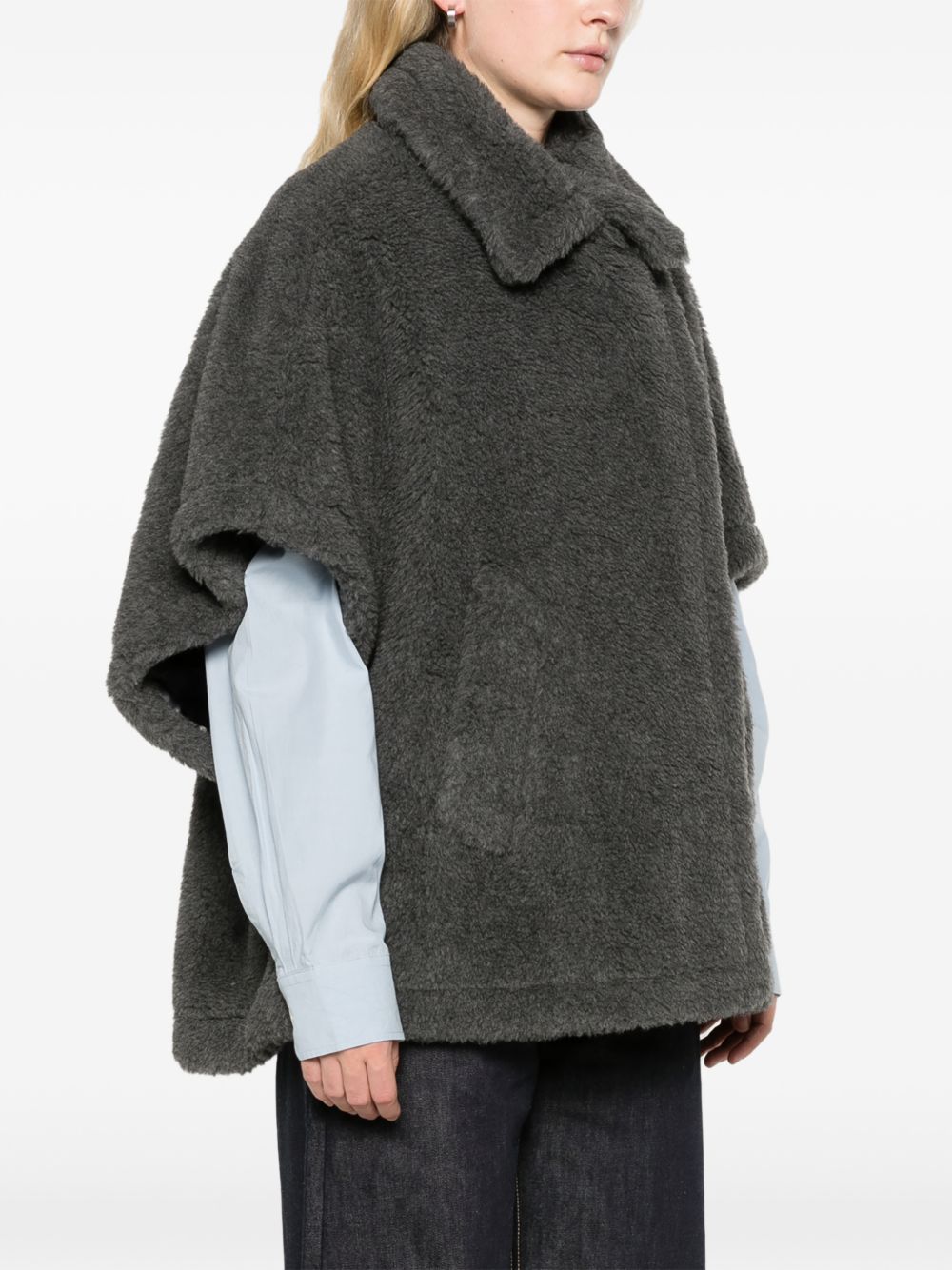 MAX MARA Mantella corta in tessuto teddy color antracite 