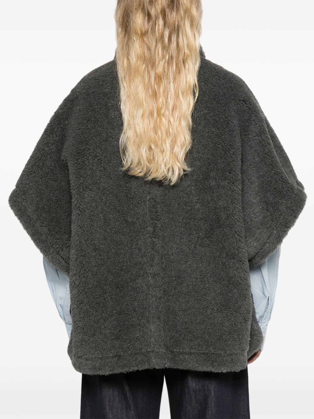 MAX MARA Mantella corta in tessuto teddy color antracite 