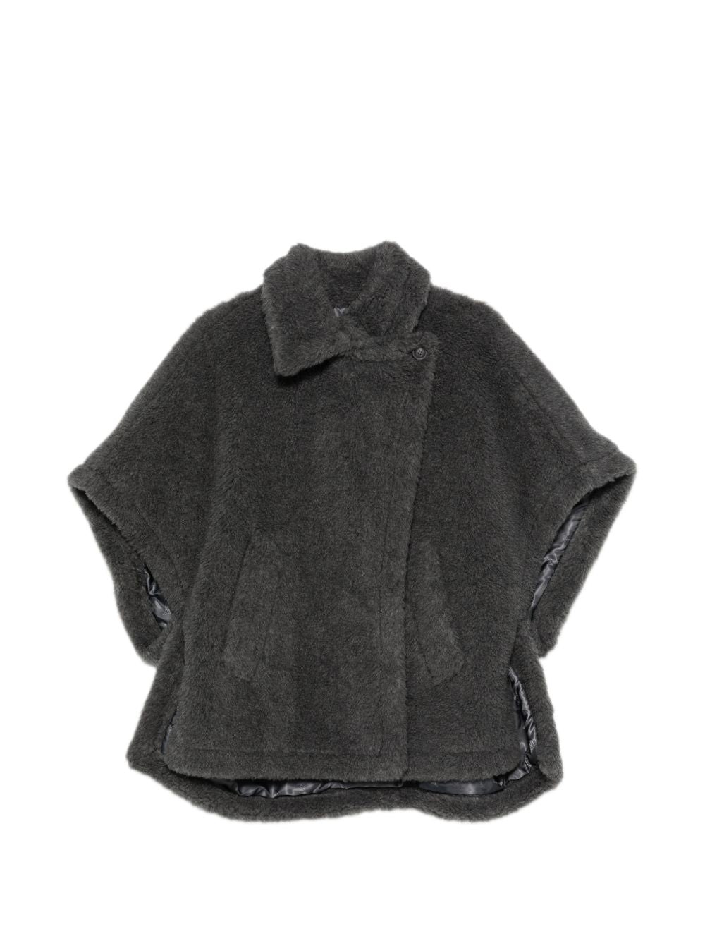 MAX MARA Mantella corta in tessuto teddy color antracite 