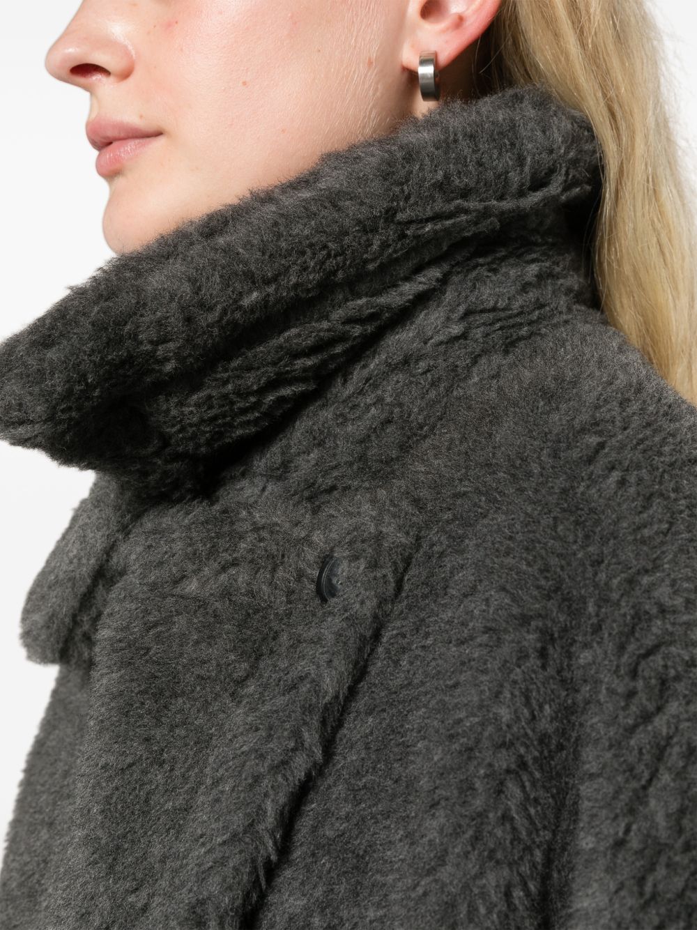 MAX MARA Mantella corta in tessuto teddy color antracite 