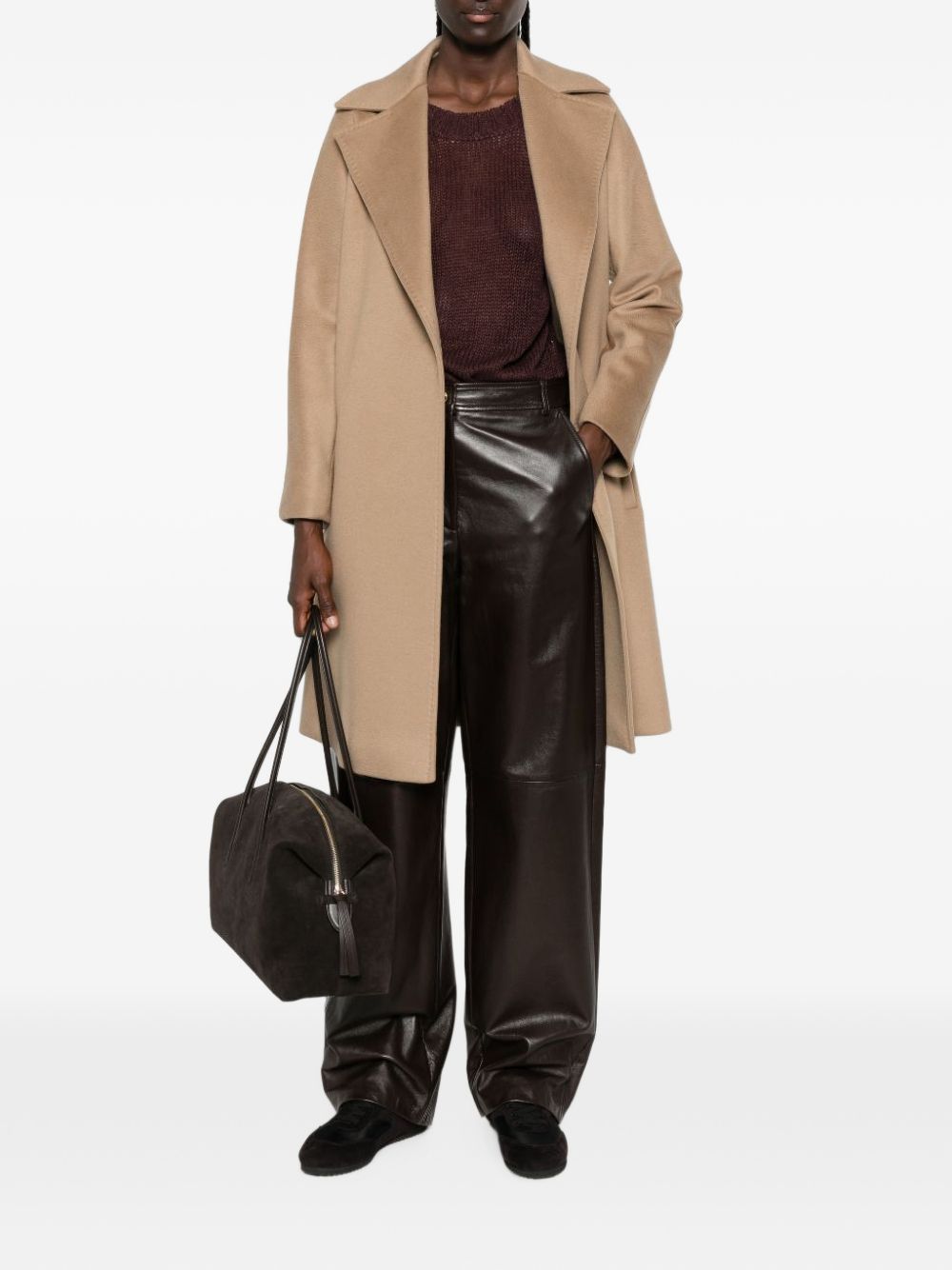MAX MARA STUDIO Cappotto Cammello a Vestaglia in Lana 