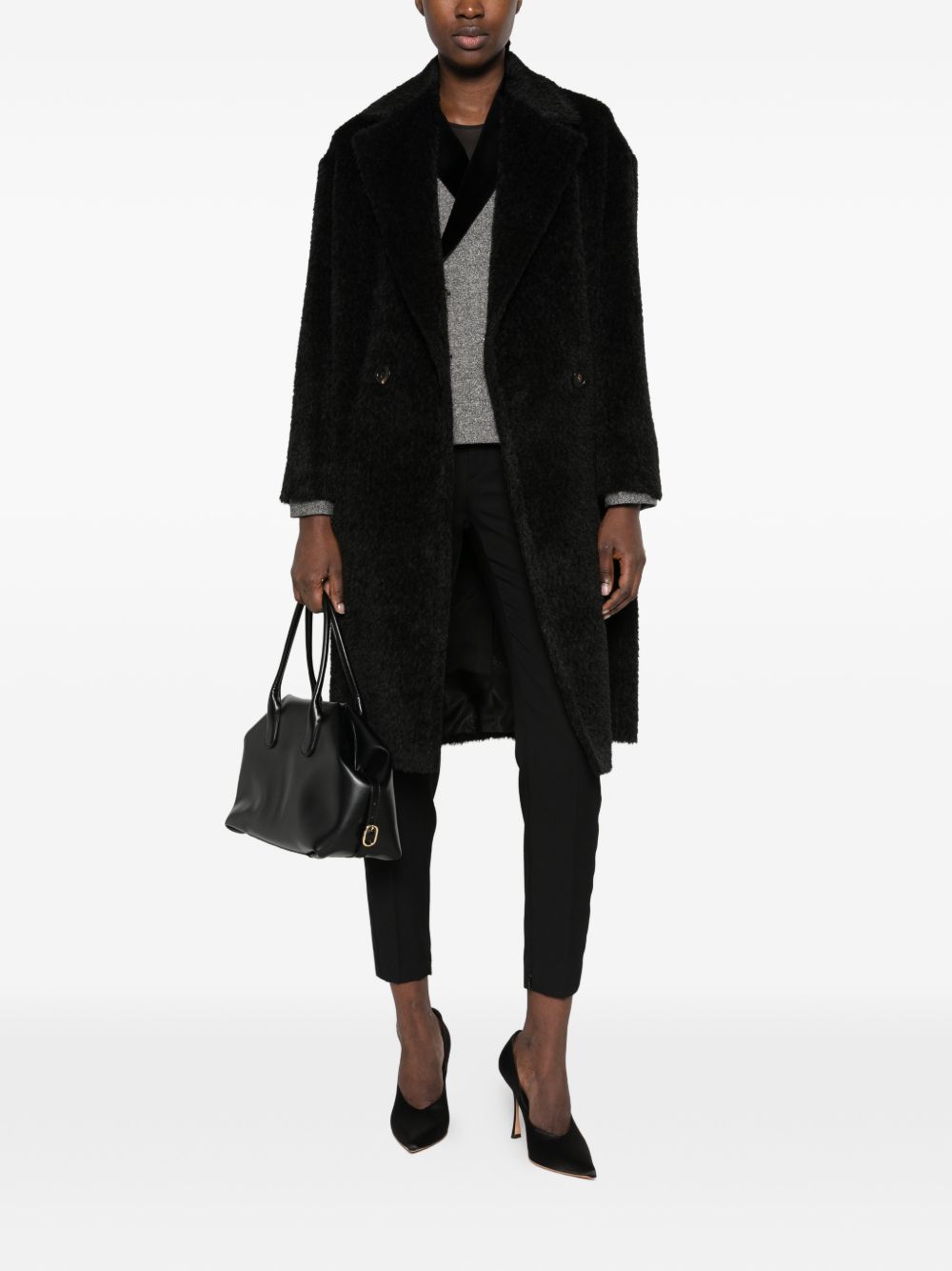 MAX MARA STUDIO Cappotto in lana e alpaca nero 