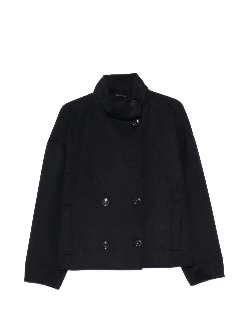 MAX MARA STUDIO Giacca doppiopetto blu in lana foderata 