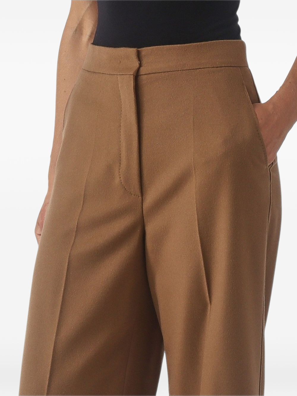 MAX MARA STUDIO Pantaloni Cropped in Lana Cuoio 