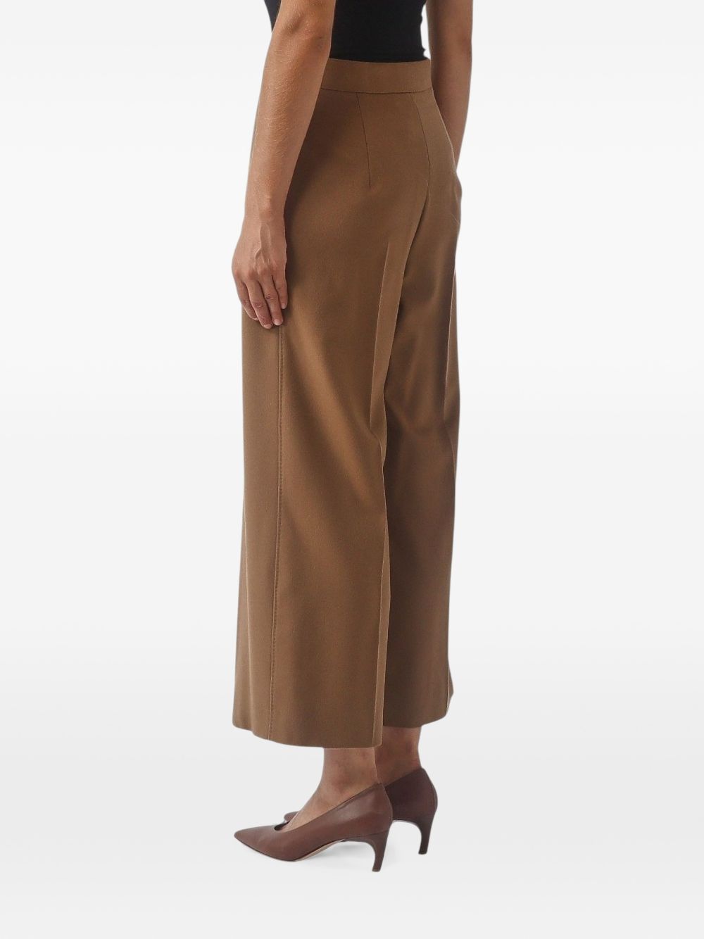 MAX MARA STUDIO Pantaloni Cropped in Lana Cuoio 