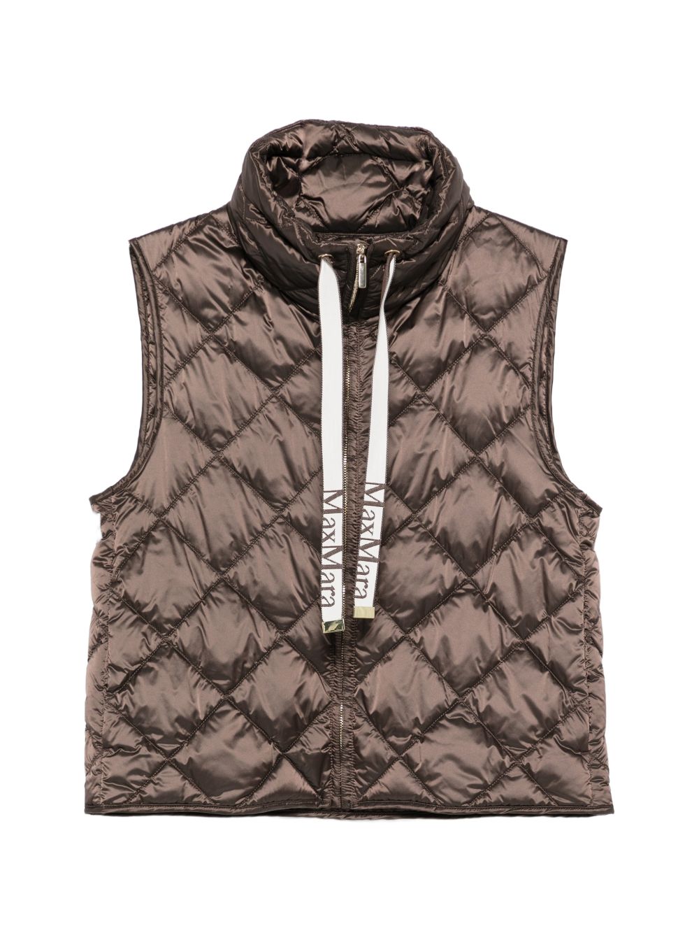 MAX MARA THE CUBE Gilet marrone trapuntato con zip 