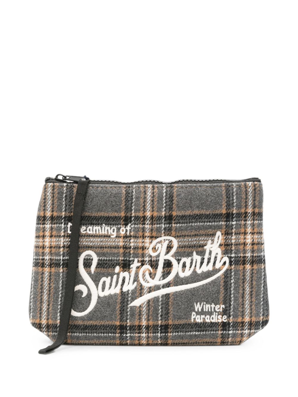 MC2 SAINT BARTH Pochette Tartan Grigia Effetto Lana 