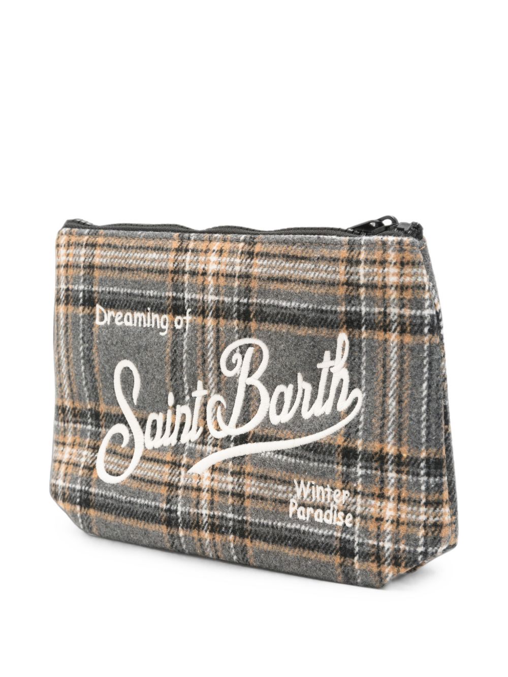 MC2 SAINT BARTH Pochette Tartan Grigia Effetto Lana 