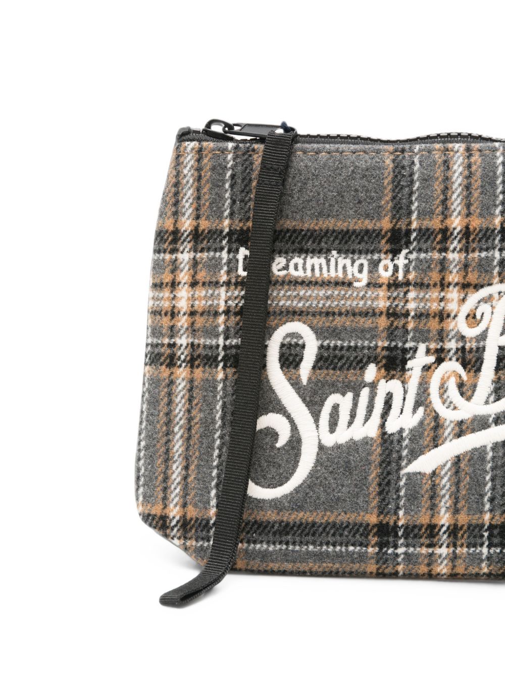 MC2 SAINT BARTH Pochette Tartan Grigia Effetto Lana 