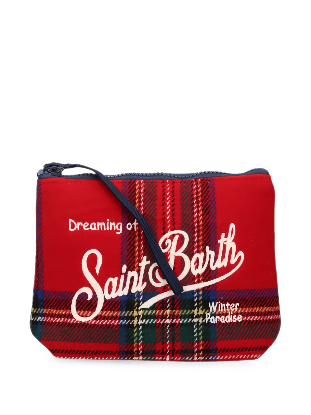 MC2 SAINT BARTH Pochette Tartan rossa Effetto Lana 
