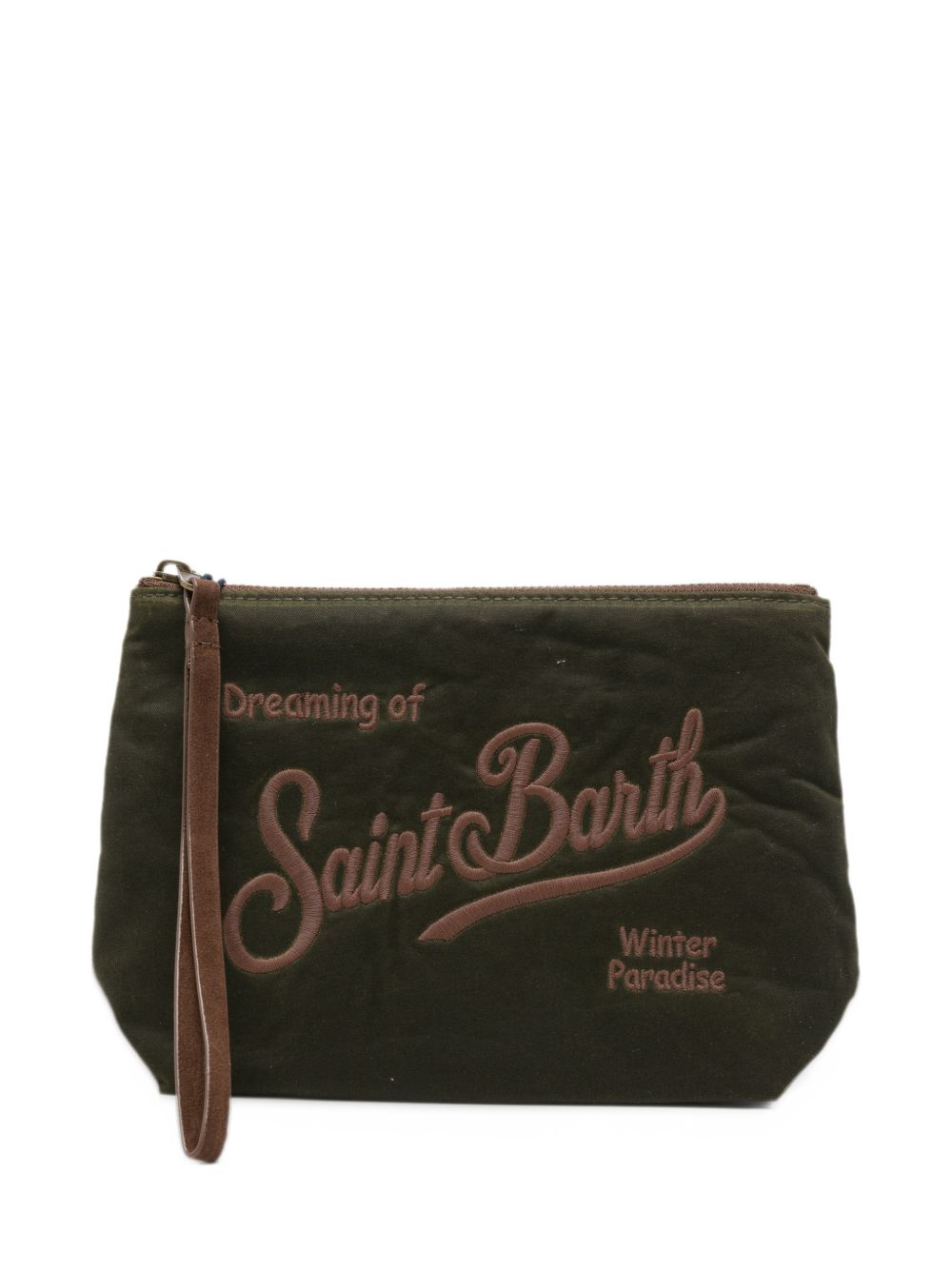 MC2 SAINT BARTH Pochette Aline Wax verde scuro con logo 