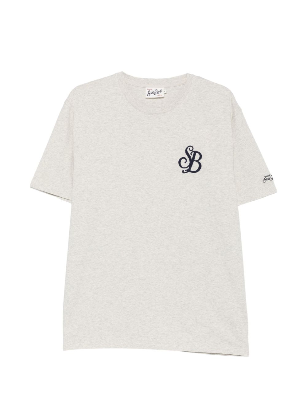 MC2 SAINT BARTH T-shirt a amaniche corte grigio chiaro con logo 