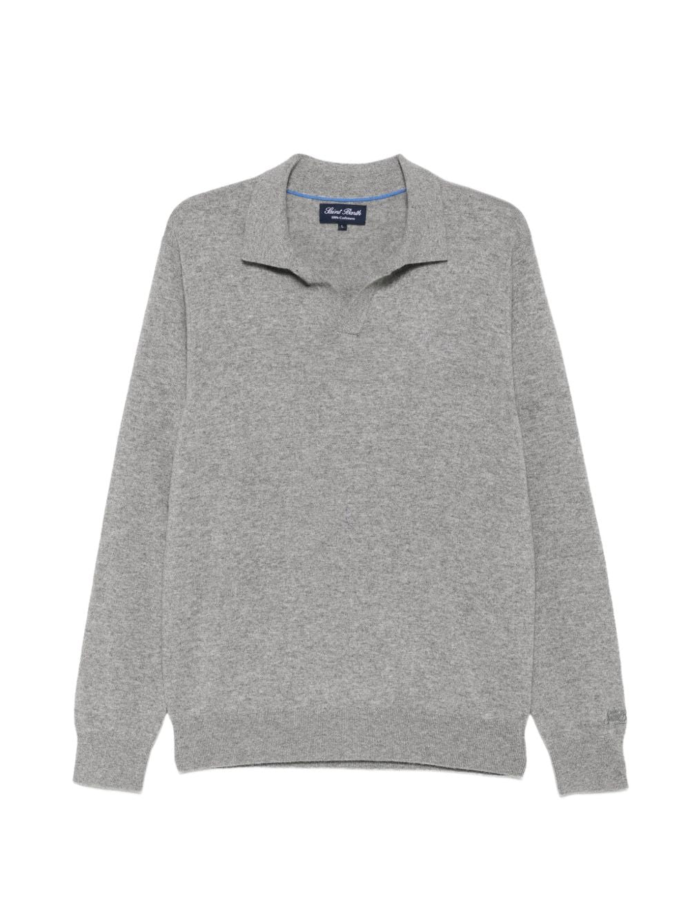 MC2 SAINT BARTH Polo grigia in cashmere a maniche lunghe 