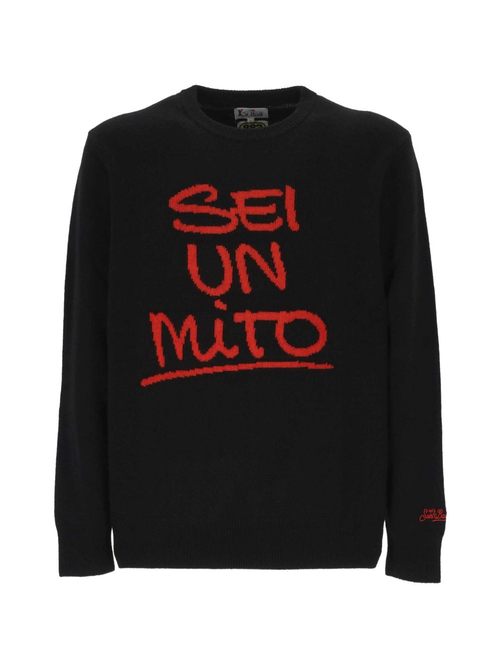 MC2 SAINT BARTH Maglia Heron nera in lana con scritta "Sei un mito" 