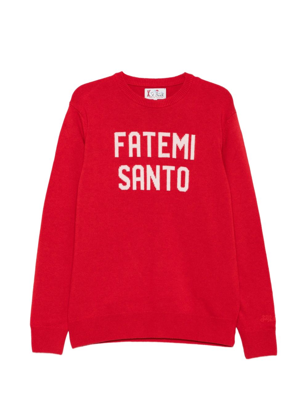 MC2 SAINT BARTH Maglia girocollo rossa con scritta grafica 