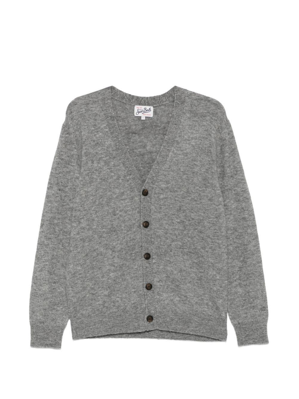 MC2 SAINT BARTH Cardigan grigio con bottoni e scollo a V in misto alpaca 