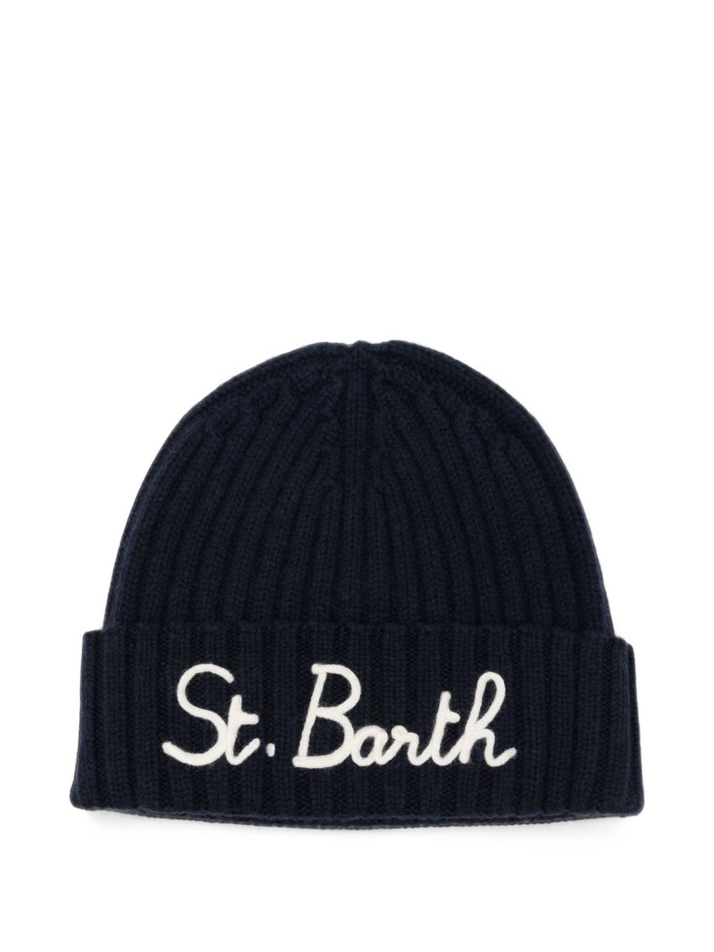 MC2 SAINT BARTH Berretto blu a costine con logo 