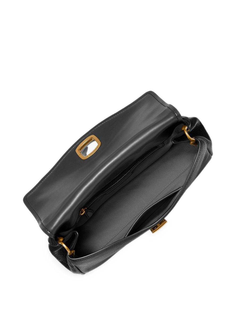 MICHAEL KORS Borsa in pelle nera con placca logo dorata 